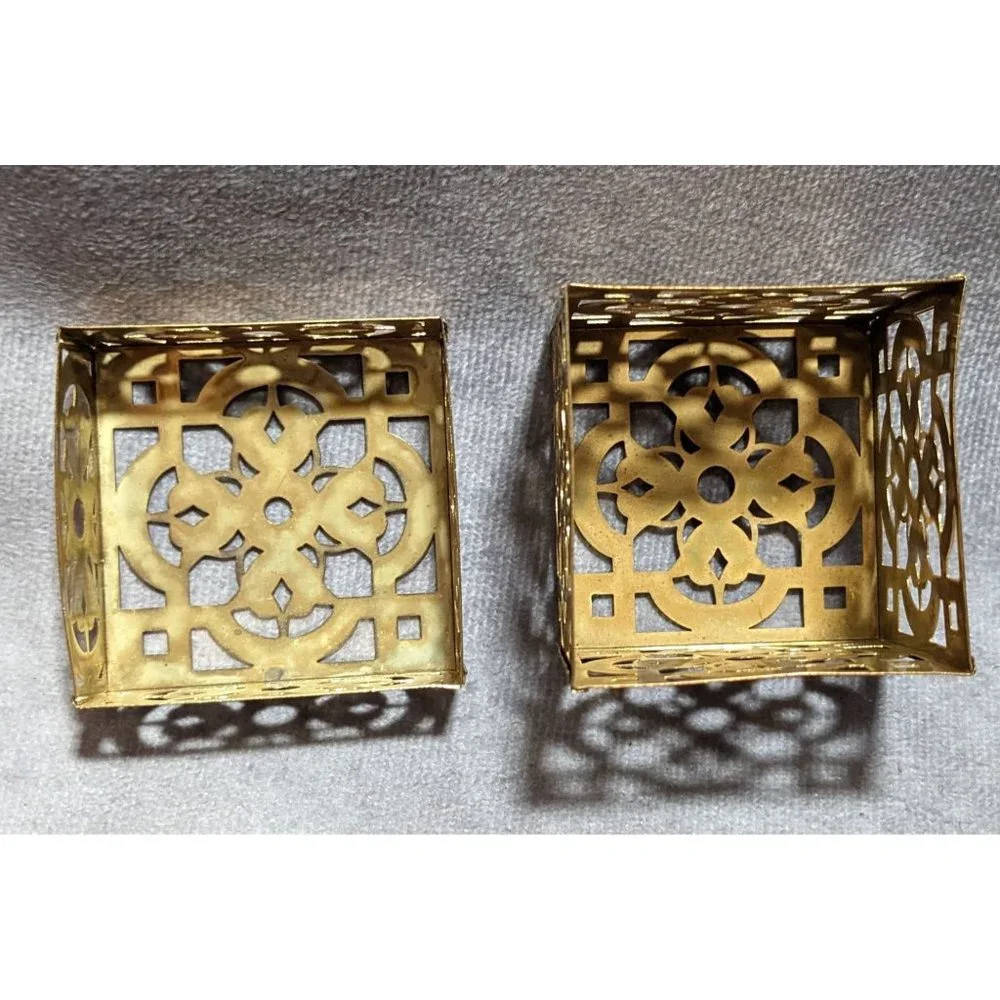 Vintage Gold Tulip Cutout Lidded Trinket Box